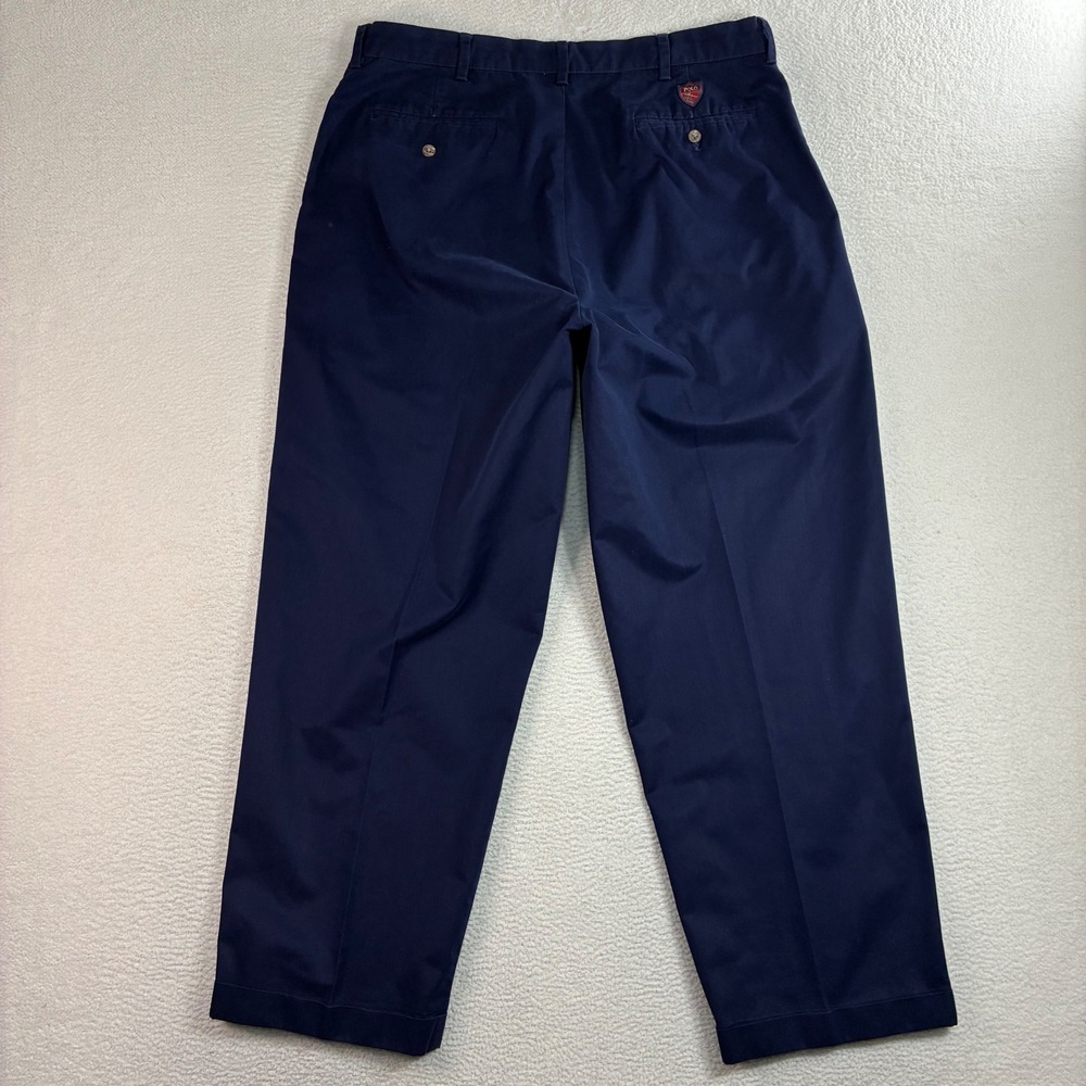 Polo Golf Ralph Lauren Chino Pants Men 36x28 Blue Crest Cotton Blend Preppy Golf